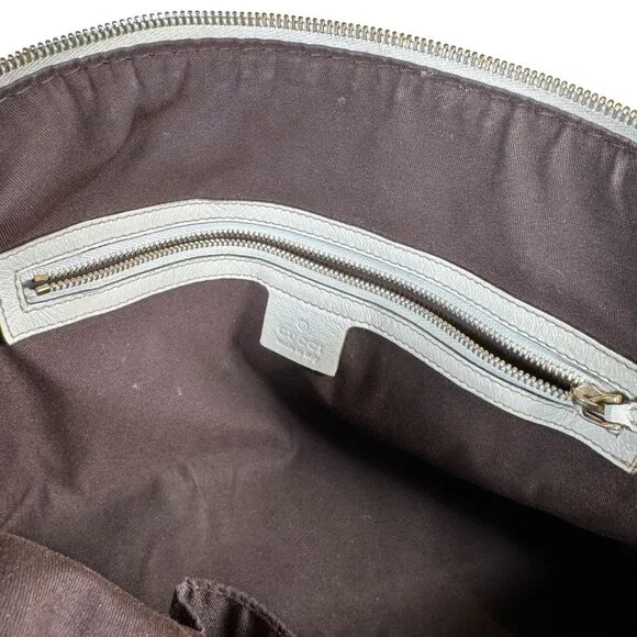 Gucci Beige/White GG Canvas and Leather Medium Horsebit Nail Dome Satchel - Picture 11 of 11